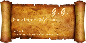 Genzinger Gálos névjegykártya